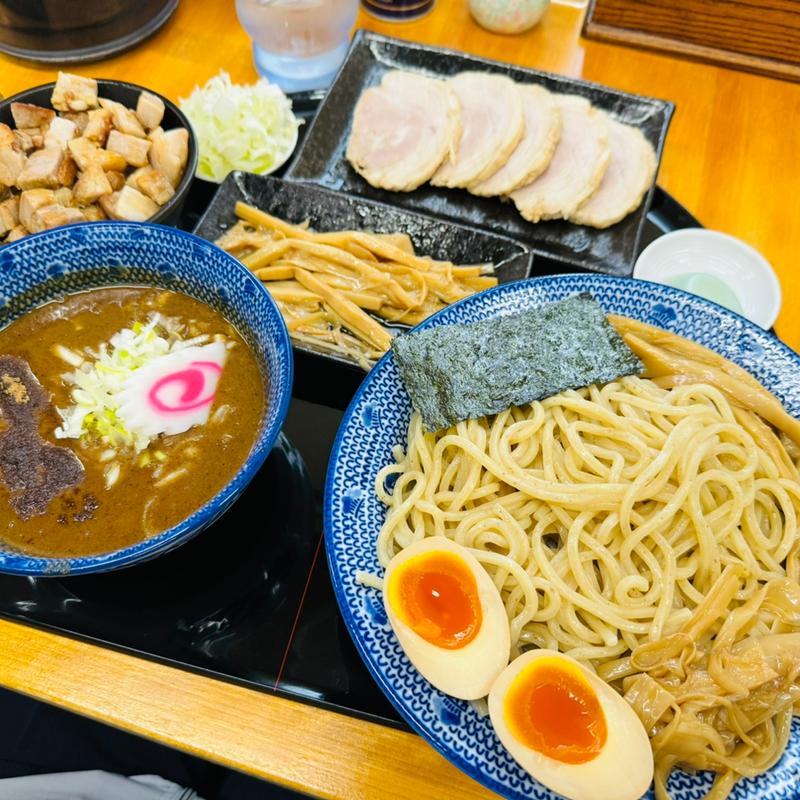 魚介チャーシューつけ麺大盛＋メンマ＋半ライス(中華そば 香十)