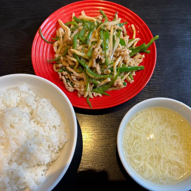 青椒肉絲定食(中華 臥龍梅)