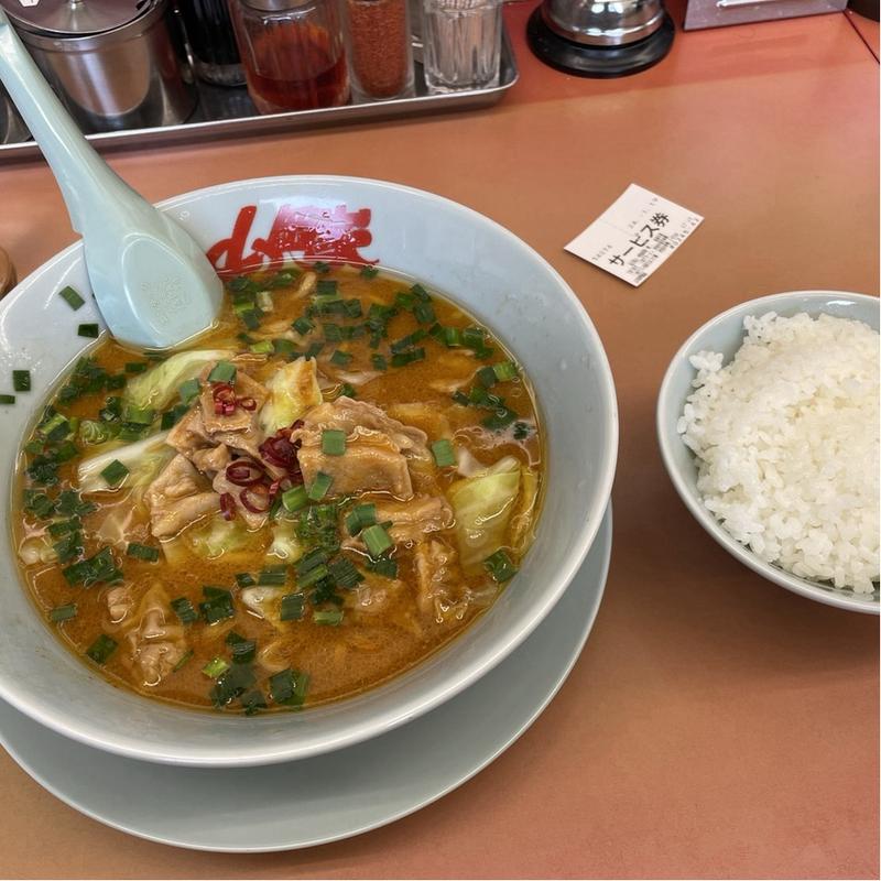 もつ味噌ラーメン半ライスセット(ラーメン山岡家 越谷レイクタウン店)