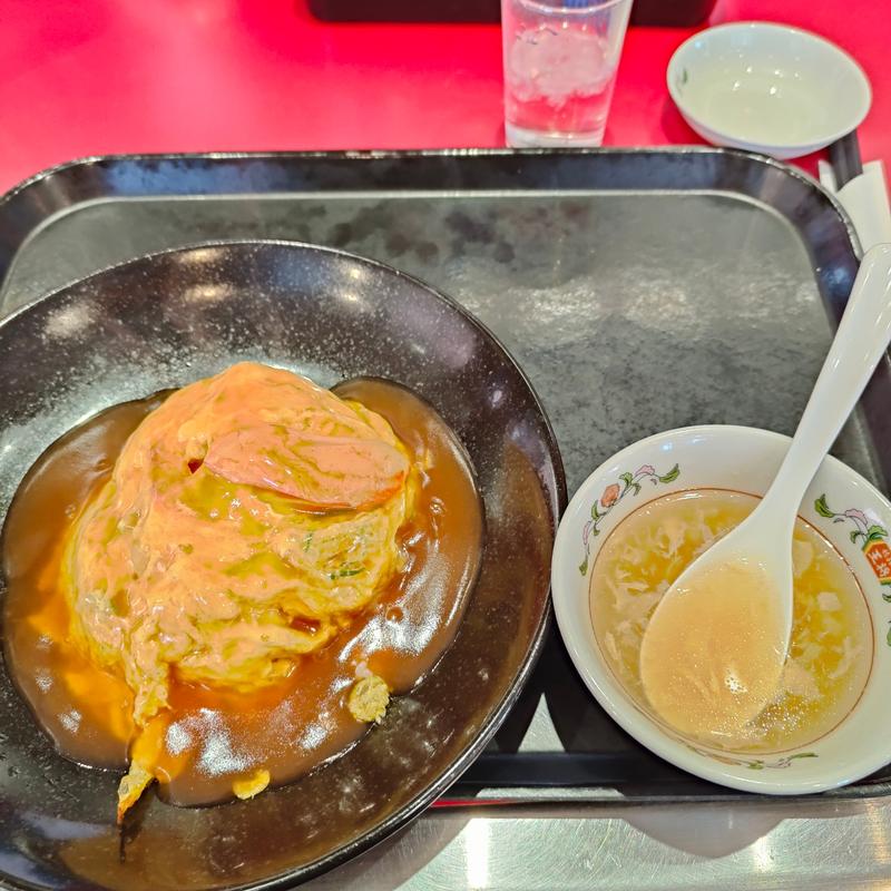 天津飯（塩だれか黒酢だれ）(餃子の王将 新札幌店)