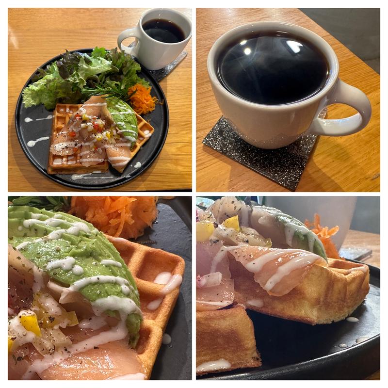 アボカド・サーモン ワッフル (ダブル) ➕ コーヒー(waffle shuffle ワッフル シャッフル)