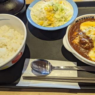 ブラウンチーズハンバーグ定食(松屋 鶴岡店)