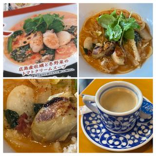 広島産牡蠣と冬野菜のトマトクリームスープ(洋麺屋五右衛門 相模大野ステーションスクエア店)