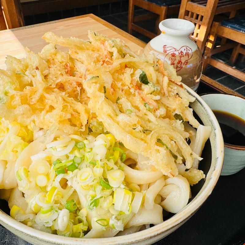 特大天もりうどん＋天ぷら(小川ゆでめん店)