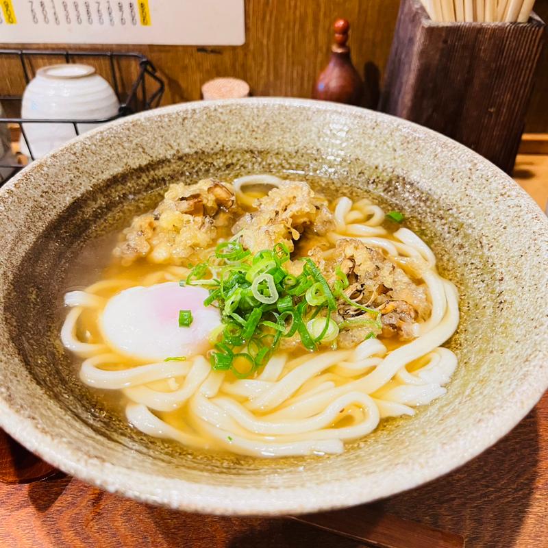 まいたけ天温玉うどん(踊るうどん 梅田店)