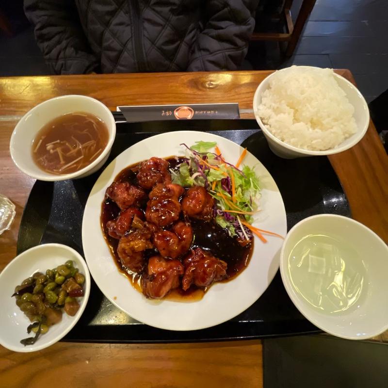 唐揚げの甘辛ソース(中国郷土料理 錦里)