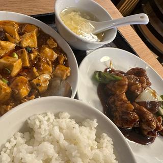 日替A 黒酢スブタ+マーボー豆腐(中国家庭料理 楽亭)