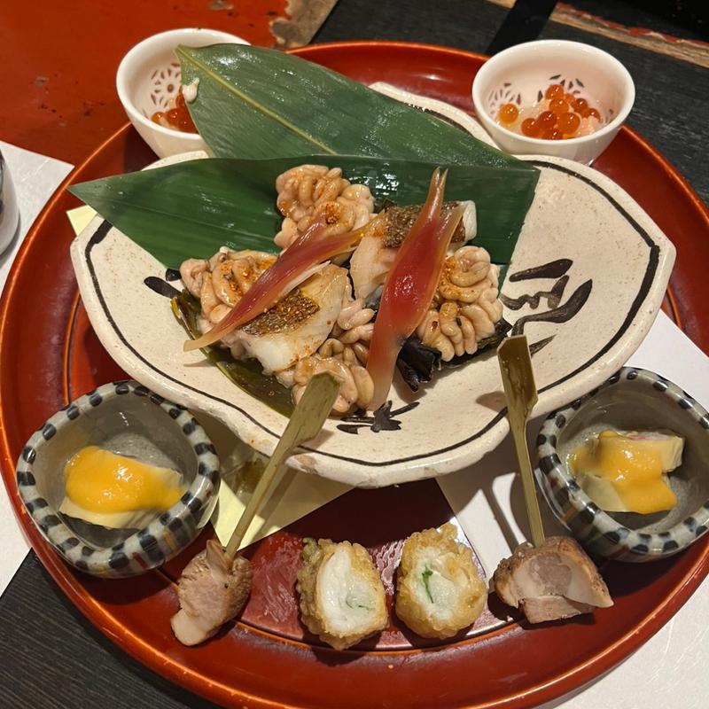 鯛と鱈白子松前焼き　あしらい(多満喜)