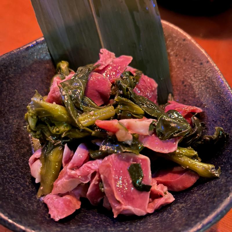 砂肝と菜の花の和物(焼酎bar 甚 japanese spirits & japanesewhisky)