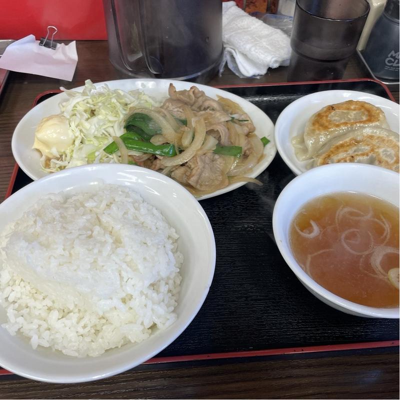 スタミナ炒め定食、餃子(珍來 六町店)