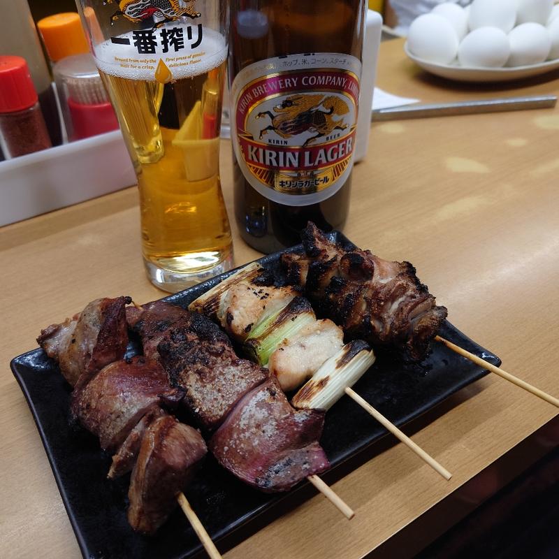 ハツと鶏皮とねぎまとレバー(やきとり野島)