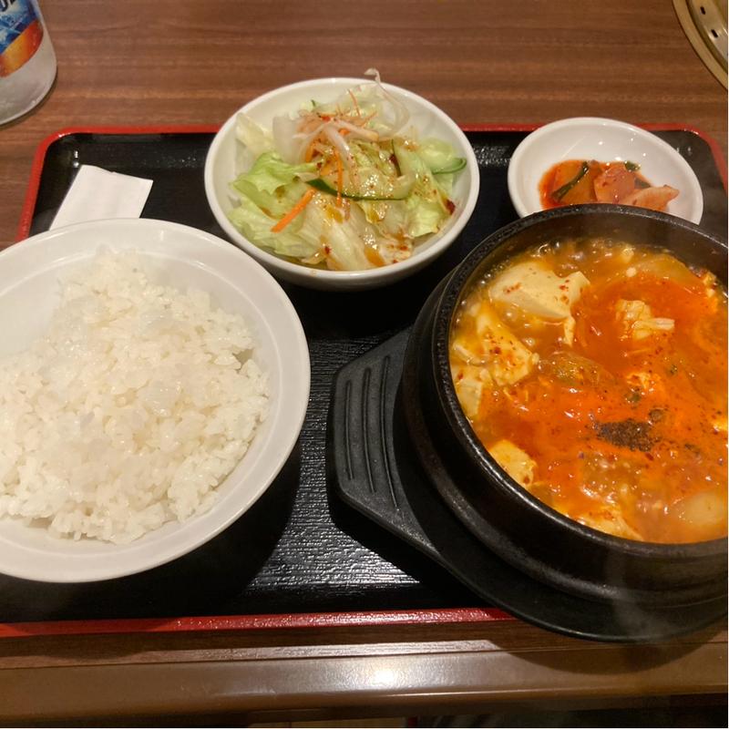 純豆腐チゲ定食(じゅらく苑)