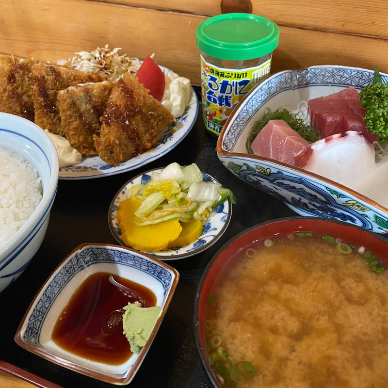 生アジフライ定食(弓田食堂)