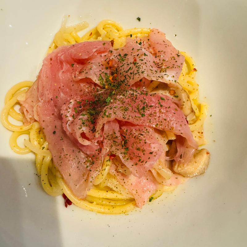 生ハムとポルチーニのペペロンチーノ(銀座ライオンLEO ネクスト船橋店)