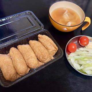 お稲荷さん+スープ+セロリサラダ(ベルクス 東墨田店)