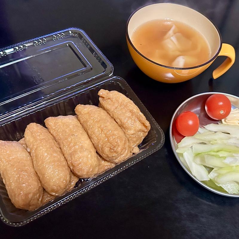 お稲荷さん+スープ+セロリサラダ(ベルクス 東墨田店)