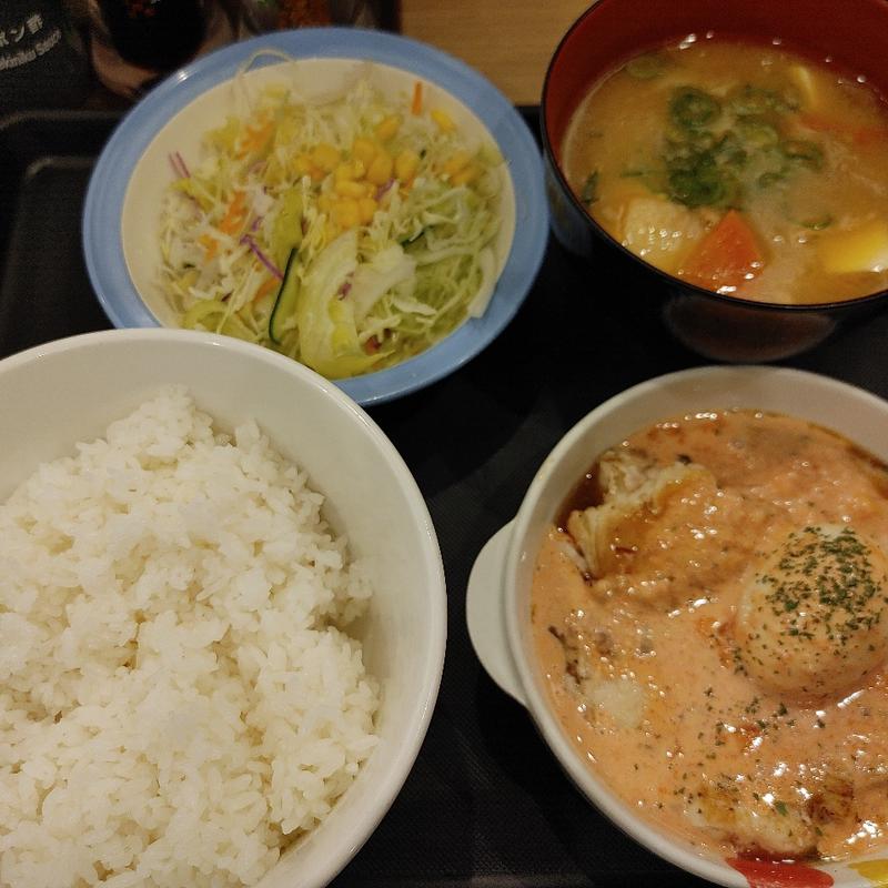 たっぷり明太タルタルチキン定食＋大盛り＋豚汁(松屋 下総中山店)