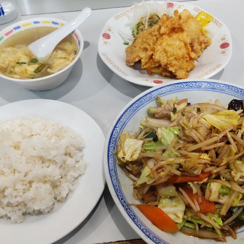 野菜炒め定食　豚天(中華料理 香仙)