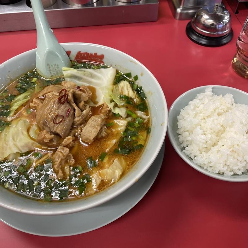 もつ味噌ラーメン半ライスセット(ラーメン山岡家 越谷レイクタウン店)