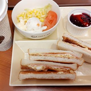 トーストサンドモーニング  ハムタマゴ(カフェ・ド・クリエ大森山王店)