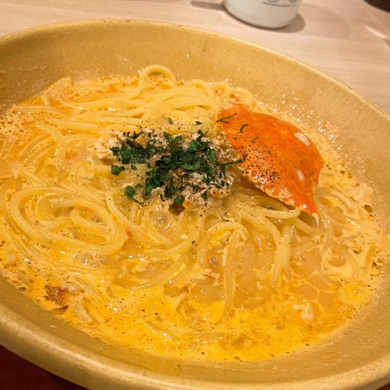 あつあつ土鍋の渡り蟹のトマトクリーム(ポポラマーマ 江別野幌店)