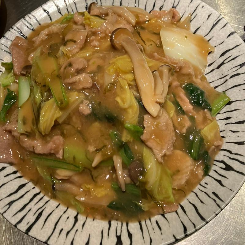 豚バラと高菜の餡かけ焼きそば(青龍)