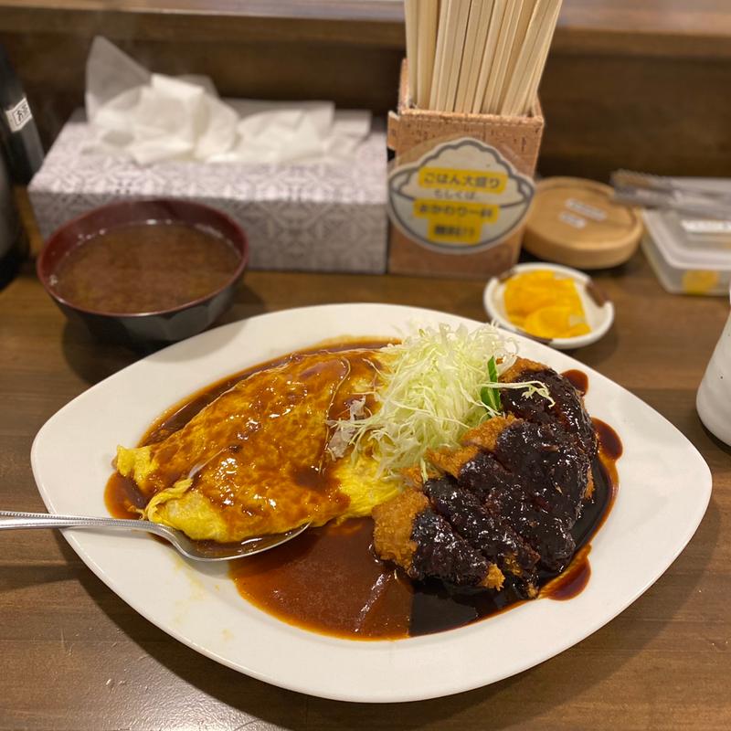 みそかつ&オムライスセット(赤出し付き)(元祖 みそかつの店 一楽)