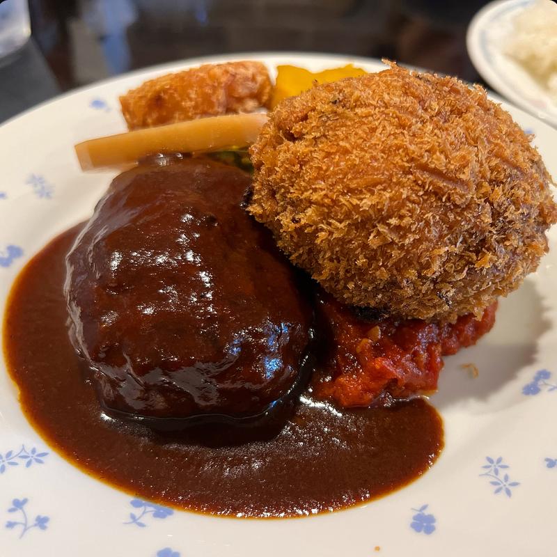 ハンバーグ、海老クリームコロッケ(手作り洋食の店 ぱ・らんて )