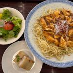 餡掛け焼きそばランチセット(中華飯店　龍天江)