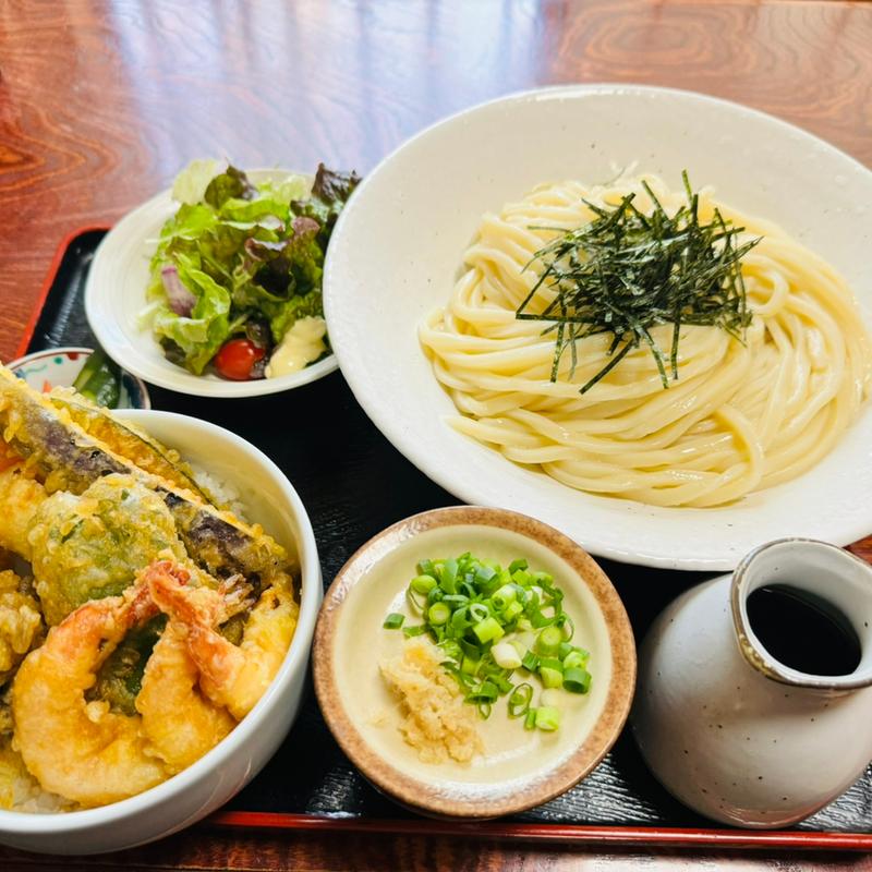 うどん定食のサーモン刺身無し(自家製うどん もりた)