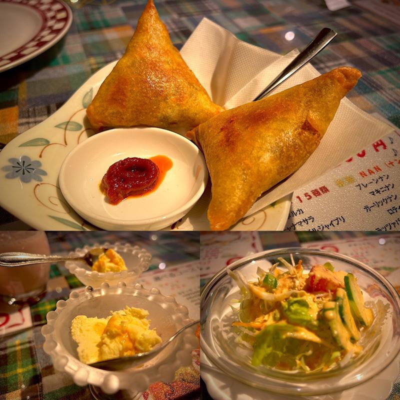 サモサ、サラダ、デザート(アシルワード )