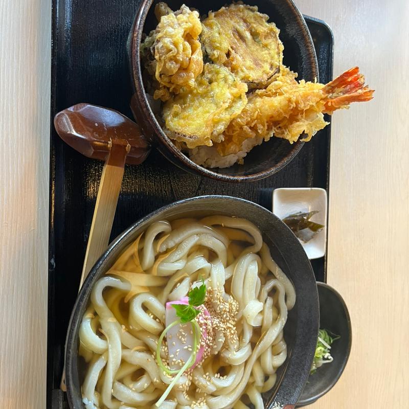 天丼定食(うどん大盛り)(自家製うどん天羽)