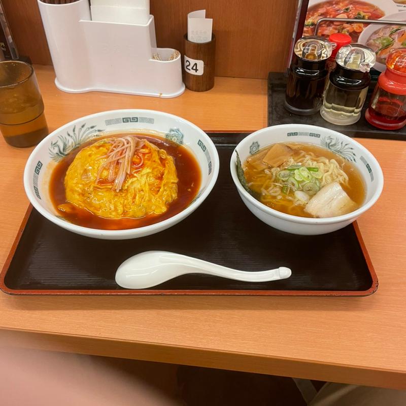 天津飯　半ラーメンセット(日高屋 小田急マルシェ伊勢原店)