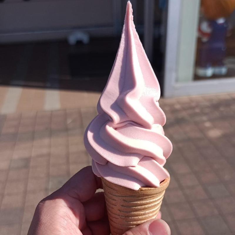 あまおう苺ソフト(道の駅「ごか」ファーストフードコーナー)