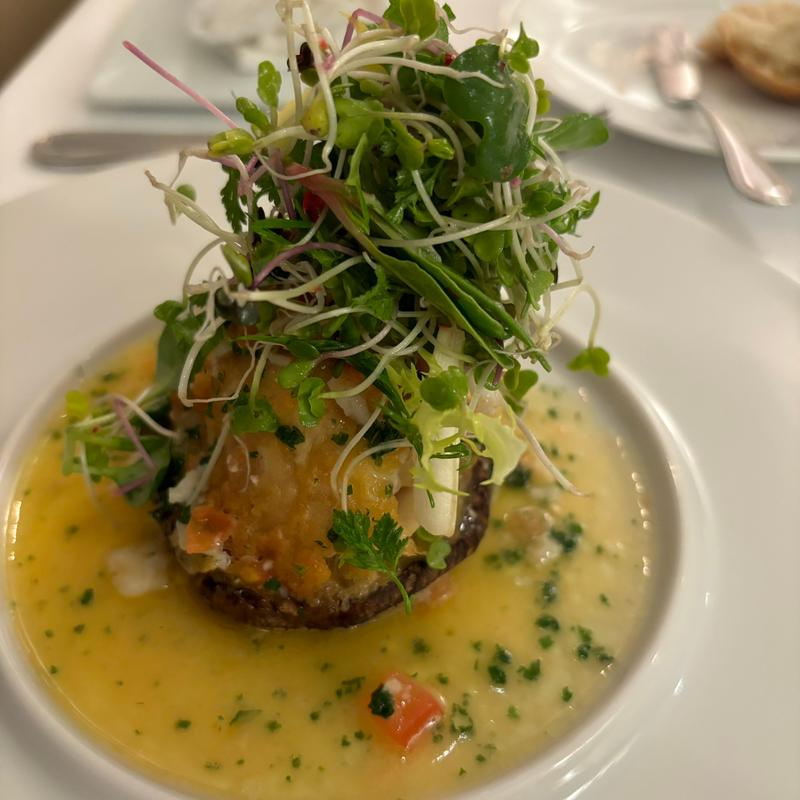 白子とどんこのレモントマト帆立のソースかけ(シャルム 代々木店)