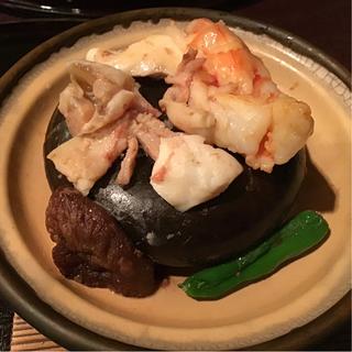 ホテルの夕食　石焼き(日本料理 対い鶴)