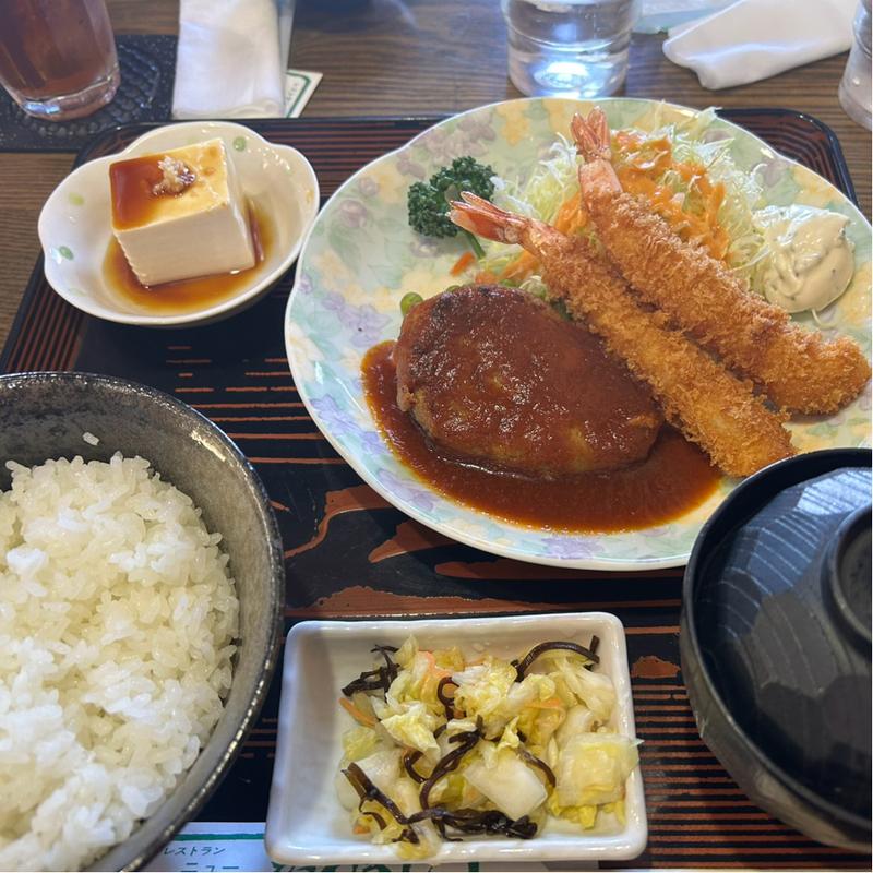ハンバーグとエビフライランチ(ニューかわぎし )