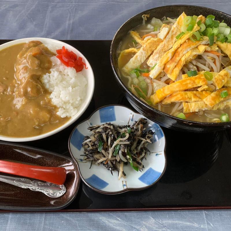 野菜そば 中 ミニカレー(味処まるなが )