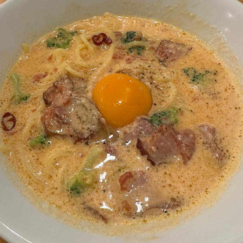 吊るしベーコンのレッドカルボナーラスープ(ポポラマーマ 妙典駅店)