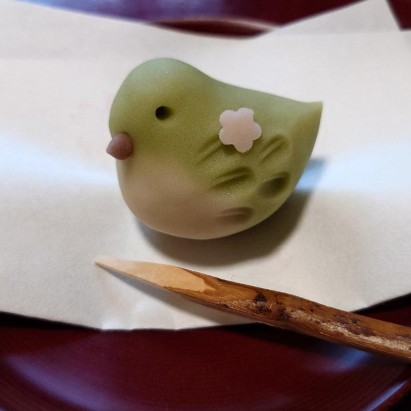 上生菓子練り切り鶯(お菓子のくわざわ )