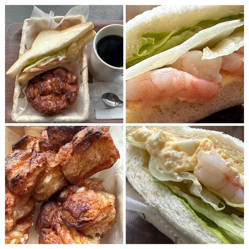 クロッカン➕味わいエッグシュリンプサンド➕ホットコーヒー(ハースブラウン 南万騎が原)