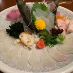 カワハギの活け作り(炙りダイニング ろばた焼き たる平)
