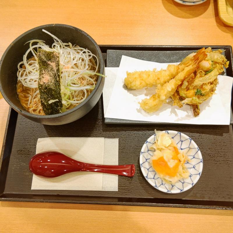 海老そばと海老天盛りセット(天丼はま田 横浜丸山台店)