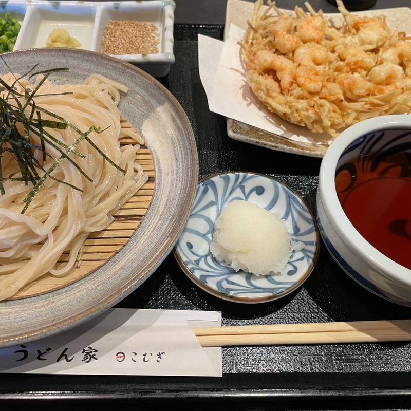 海老ごぼうかき揚げ冷うどんセット(うどん家こむぎ)