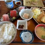 アジフライ刺身三点定食