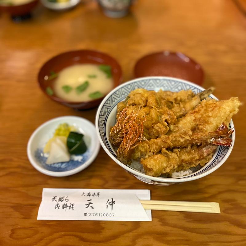 特上天丼、味噌椀(天仲)