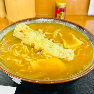 カレー蕎麦＋ちくわの天ぷら(むじな庵)