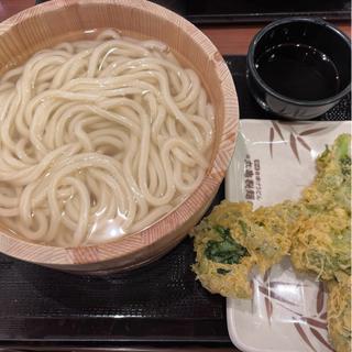 釜揚げうどん　大　なばな天ぷら(丸亀製麺 新潟新津店 )