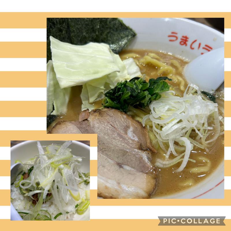 うまいラーメンとネギ飯(沼津うまいラーメン 松福 ファミリー 呉服町通り店)