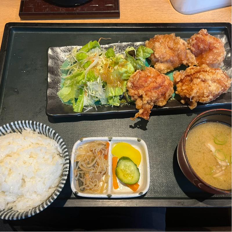 鶏竜田揚げ定食(居酒屋 八丁堀ぜん)